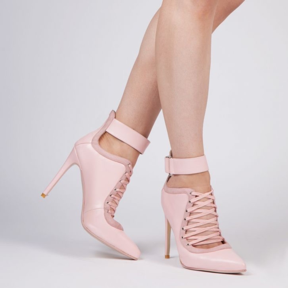 Pretty in Pink Lace-Up Heels